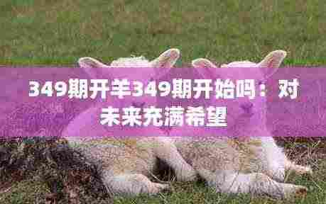 349期开羊349期开始吗:对未来充满希望