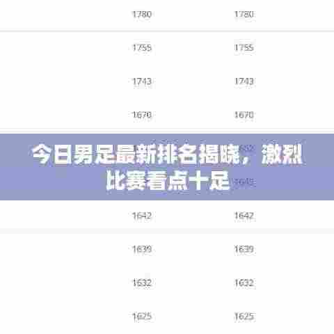 今日男足最新排名揭晓，激烈比赛看点十足