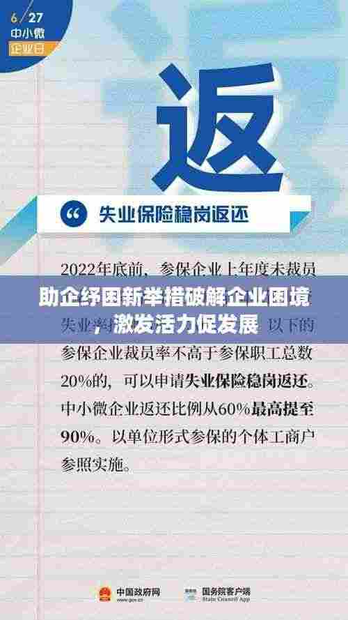 助企纾困新举措破解企业困境，激发活力促发展